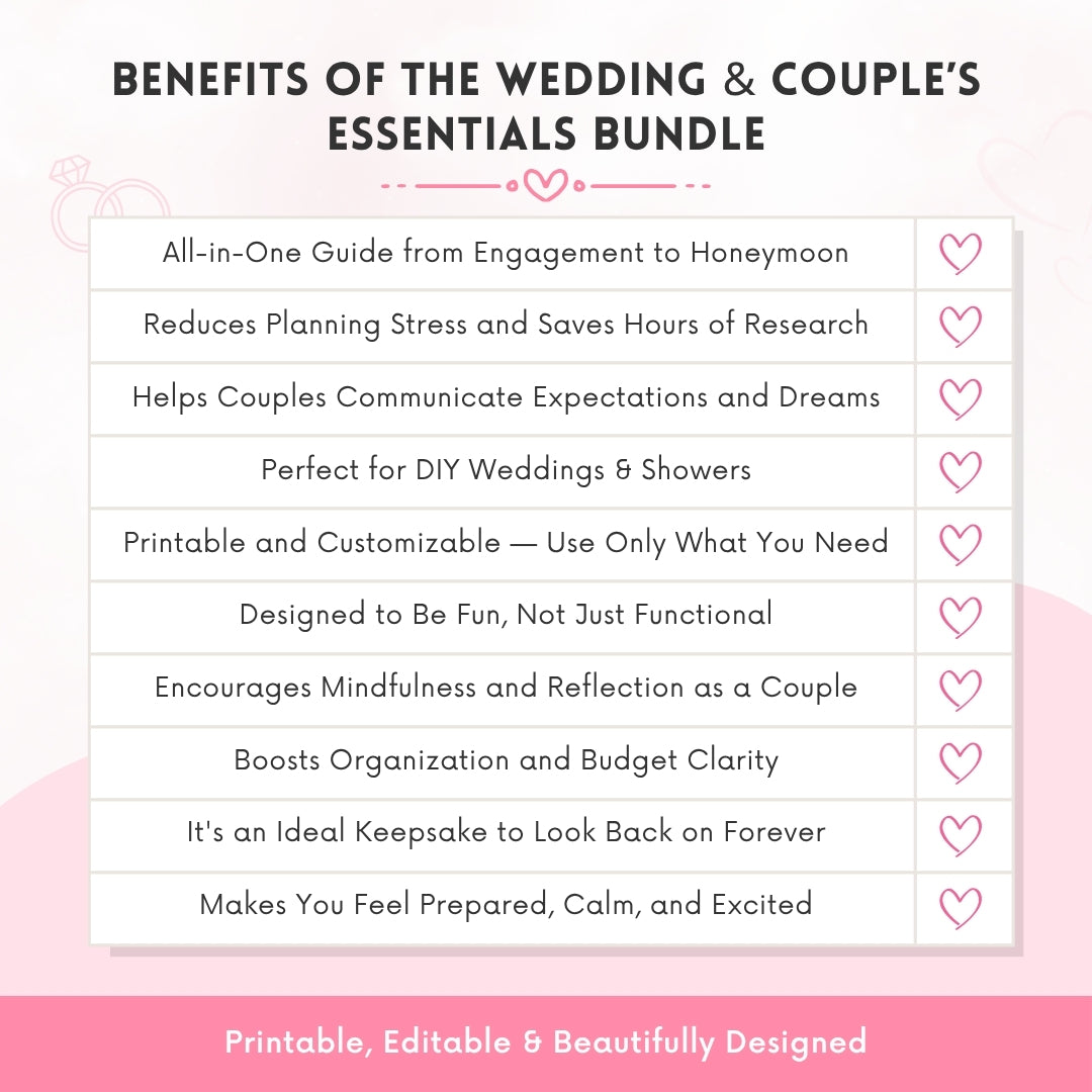 The Wedding & Coupleās Essentials Bundle ā Your Complete Guide from Engagement to Honeymoon