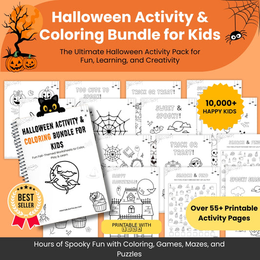 Halloween Activity & Coloring Bundle for Kids โ 55+ Fun Learning Pages