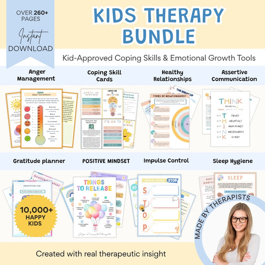 Kids Therapy Bundle – 260+ Pages of Coping Skills, Emotions & Mental Health Worksheets for Kids
