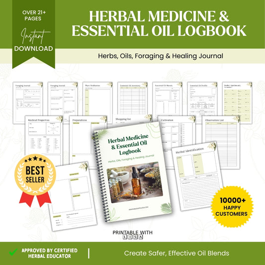 The Ultimate Herbal Medicine & Essential Oil Logbook โ Track Aromatherapy, Remedies & Recipes