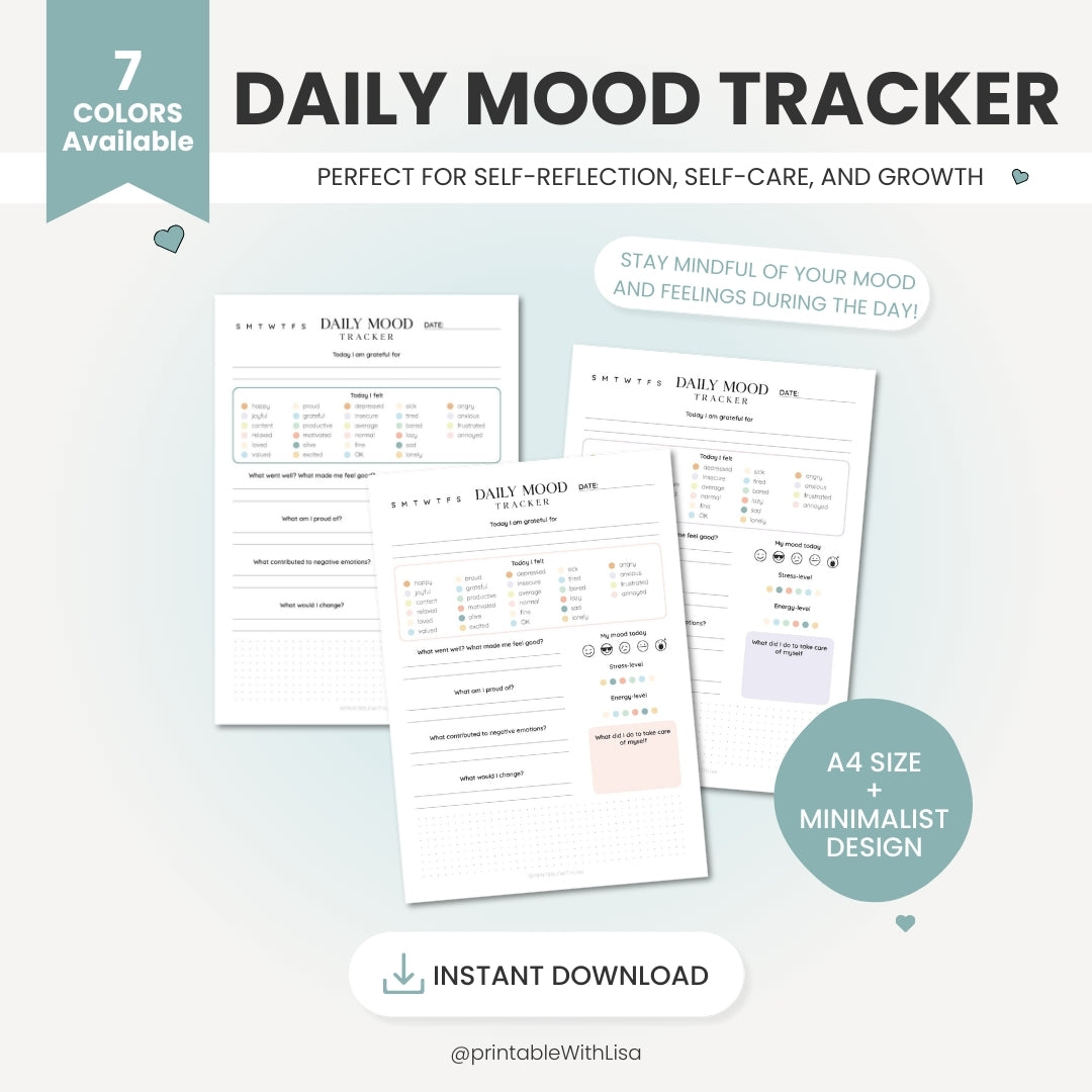 daily-mood-tracker-printable-self-care-mental-health-journal-printable-with-lisa for Free Printable Daily Mood Tracker Daily Mood Tracker Printable | Self-Care & Mental Health Journal – PRINTABLE WITH Lisa for Free Printable Daily Mood Tracker