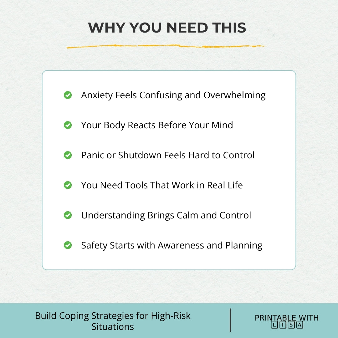 Safety Plan & Crisis Support Workbook (Feel Safe, Calm & In Control)