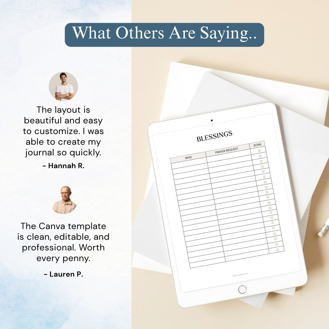 Prayer Journal & Bible Study Canva Template (MRR License)