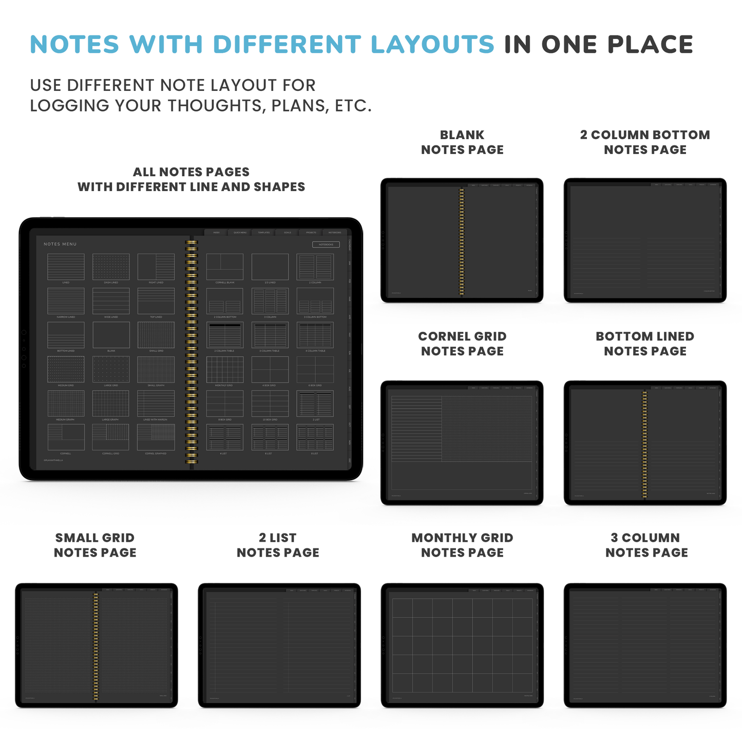 Dark Mode Digital Planner, Goodnotes Planner, iPad Planner, Notability Planner, Dated Digital Planner, 2023 2024 Undated Planner