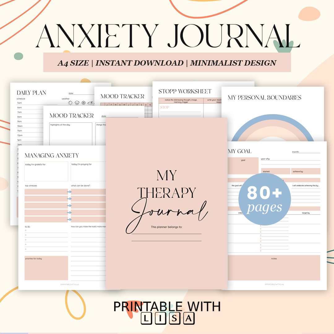 anxiety-journal-printable-80-pages-for-mental-health-self-care-printable-with-lisa for Free Mental Health Tracker Printable Anxiety Journal Printable | 80+ Pages for Mental Health & Self-Care – PRINTABLE WITH Lisa for Free Mental Health Tracker Printable