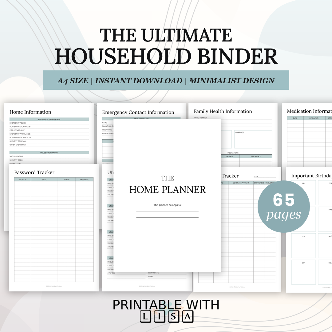 Household Binder Printable, Home Management Planner