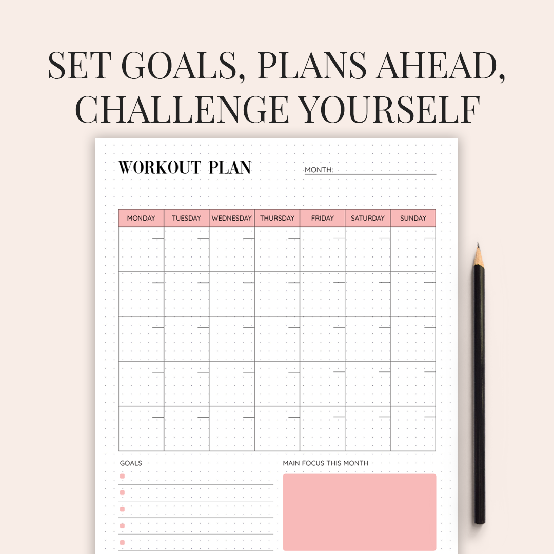 Bullet Journal Printable- Health and Fitness Planner - Dotted Grid - BUJO