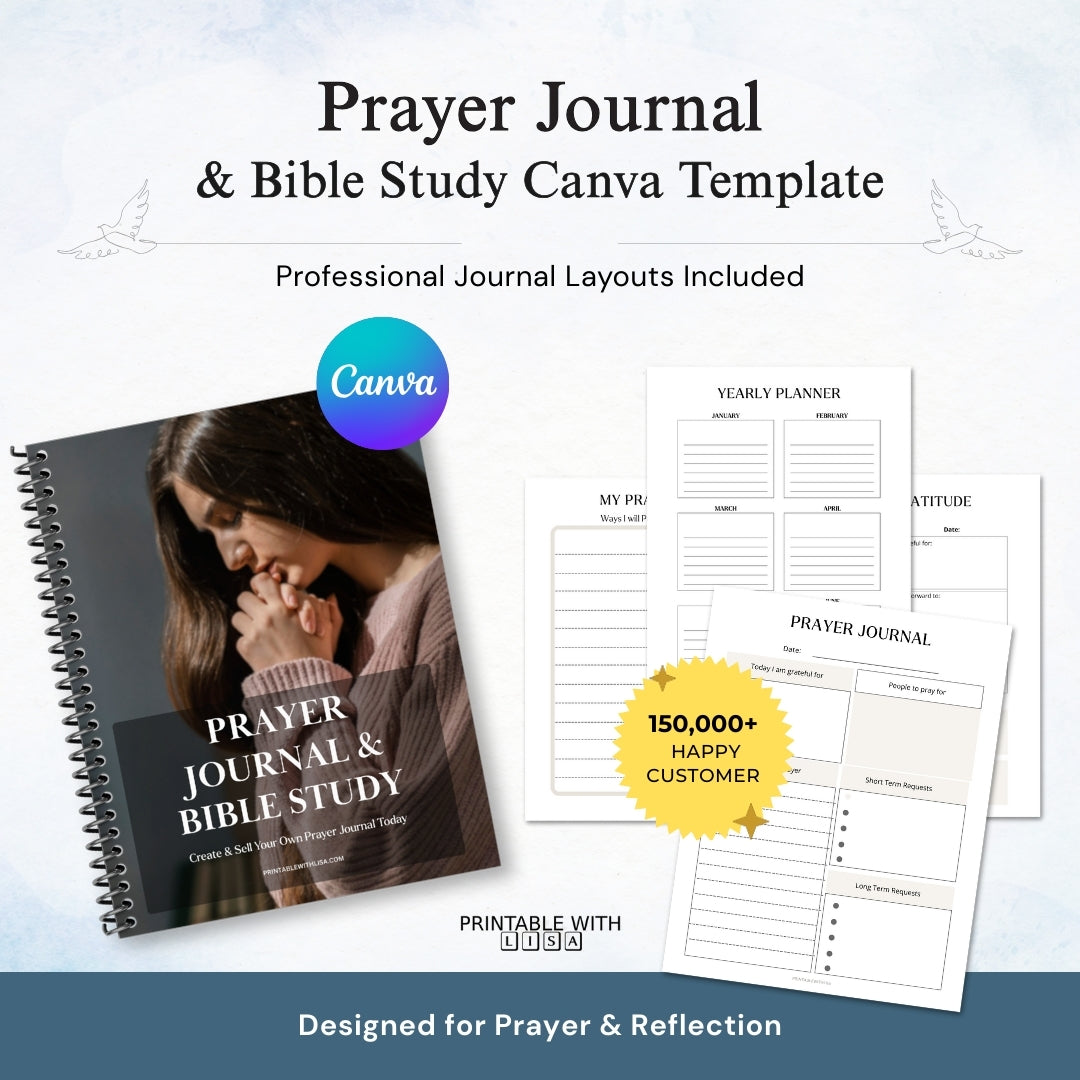Prayer Journal & Bible Study Canva Template (MRR License)