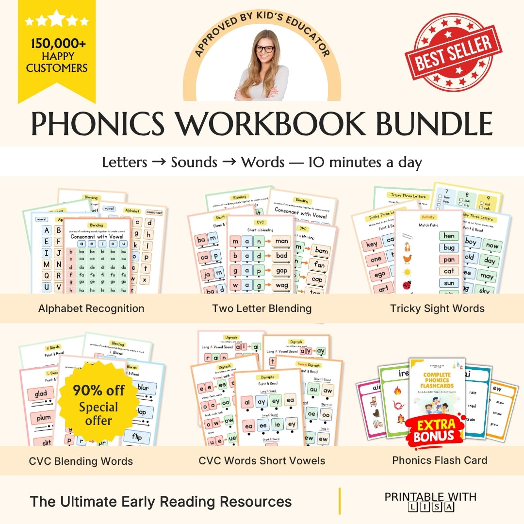 Ultimate Phonics Workbook Bundle – Letters to Sounds to Confident Reading | Commercial Access Included