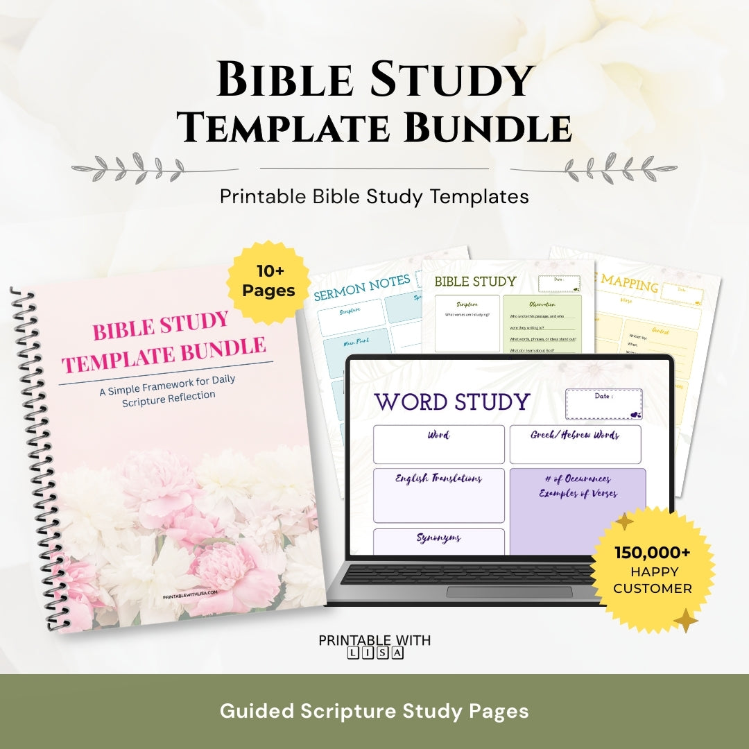 Bible Study Template Bundle – Calm, Guided Scripture Reflection