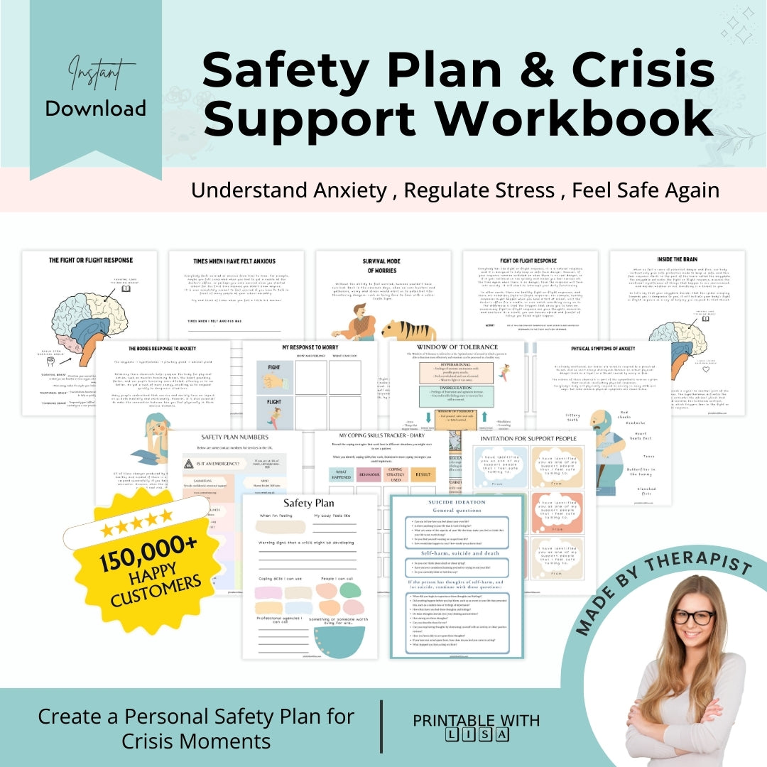 Safety Plan & Crisis Support Workbook (Feel Safe, Calm & In Control)