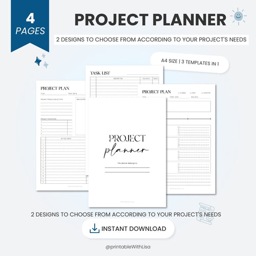 Project Planner Printable, Productivity Planner