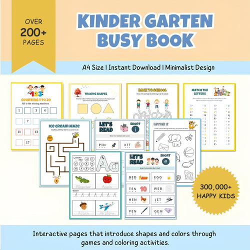 HOMESCHOOLING Kindergarten Busy Book, 90% Off! | 200+ Preschool & Toddler Worksheets | Kindergarten Curriculum | Level 1 - Pre-K Printables | Toddler Activity Book