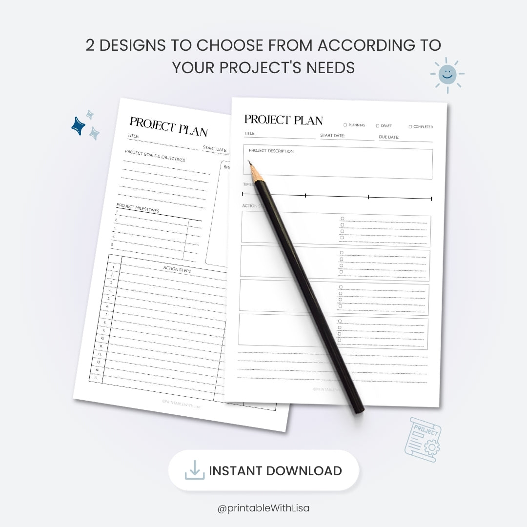 Project Planner Printable, Productivity Planner