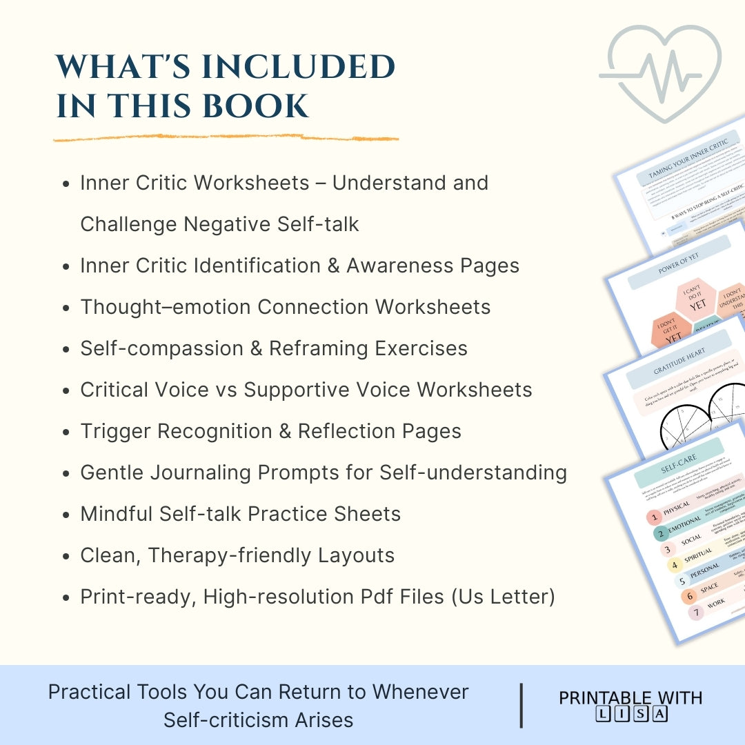 Inner Critic Worksheets – Gentle Self-Talk Reset