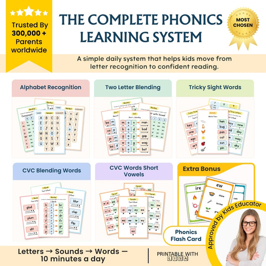 Ultimate Learning Essential for Kids | Learn to Read Activity Bundle | Homeschool & Kindergarten | From Beginner to Expert
