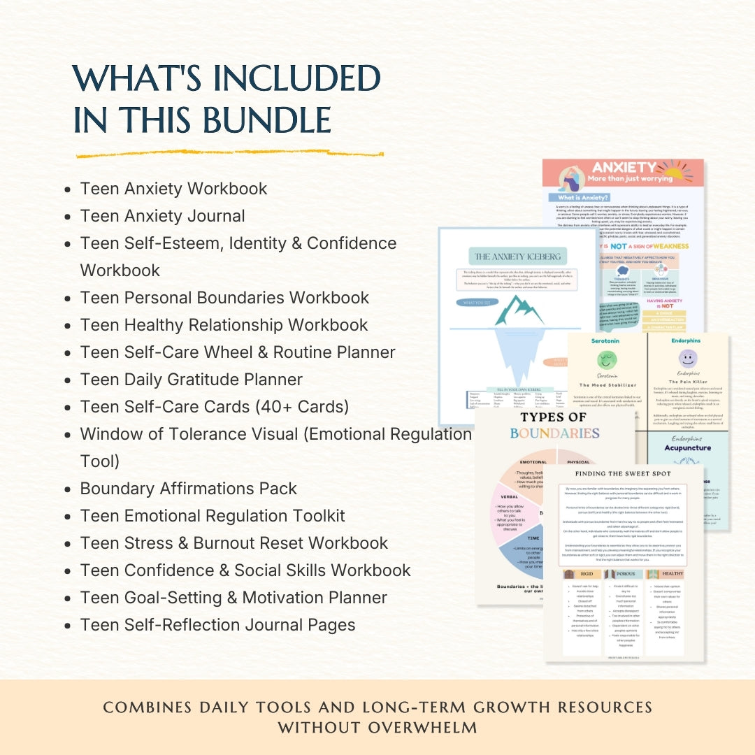 Ultimate Teen Mega Bundle — 8+ Therapist-Approved Tools to Build Confidence, Clarity & Emotional Strength to Boost Your Teen Growth