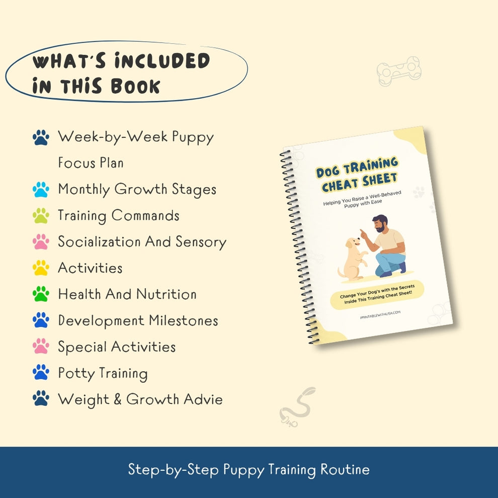 Dog Training Cheat Sheet Printable Puppy Training Guide PRINTABLE