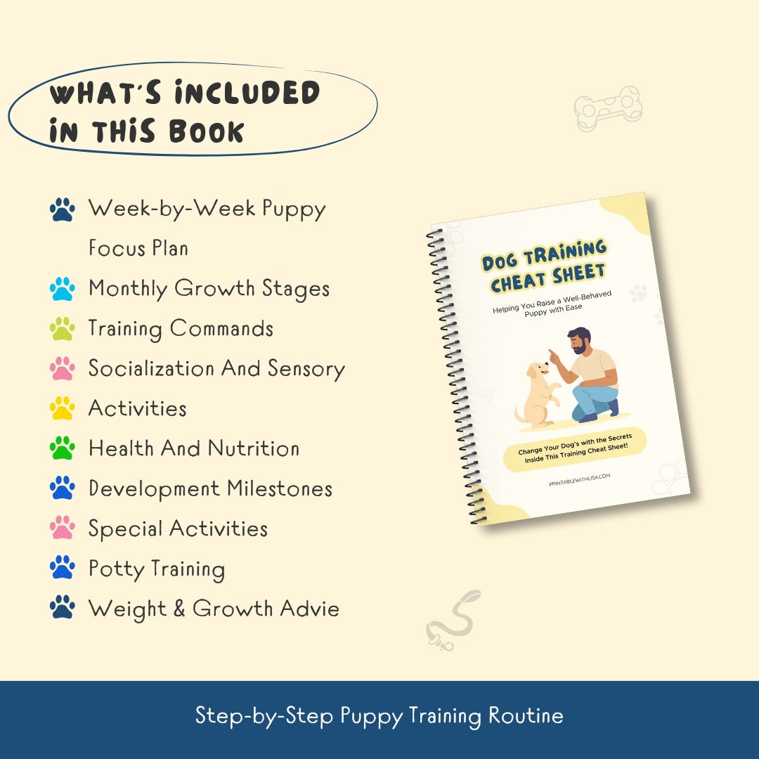 Dog Training Cheat Sheet – Printable Puppy Training Plan & Command Guide