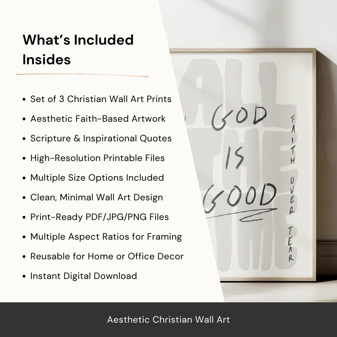 Set of 3 Christian Wall Art – God Is Good, Rules & The Good News