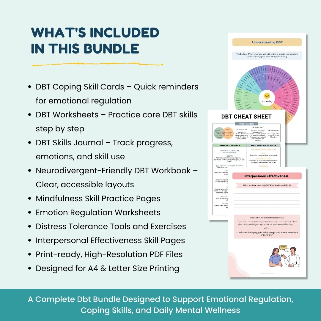 Ultimate Neurodivergent Friendly DBT Skills Worksheet – Calm & Control Toolkit