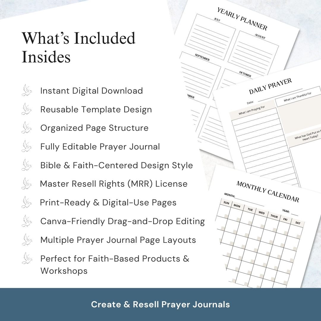 Prayer Journal & Bible Study Canva Template (MRR License)