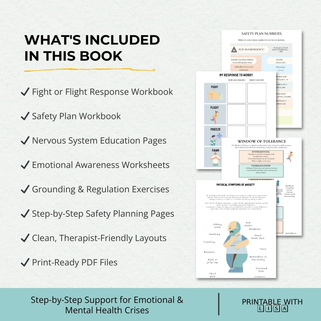 Safety Plan & Crisis Support Workbook (Feel Safe, Calm & In Control)