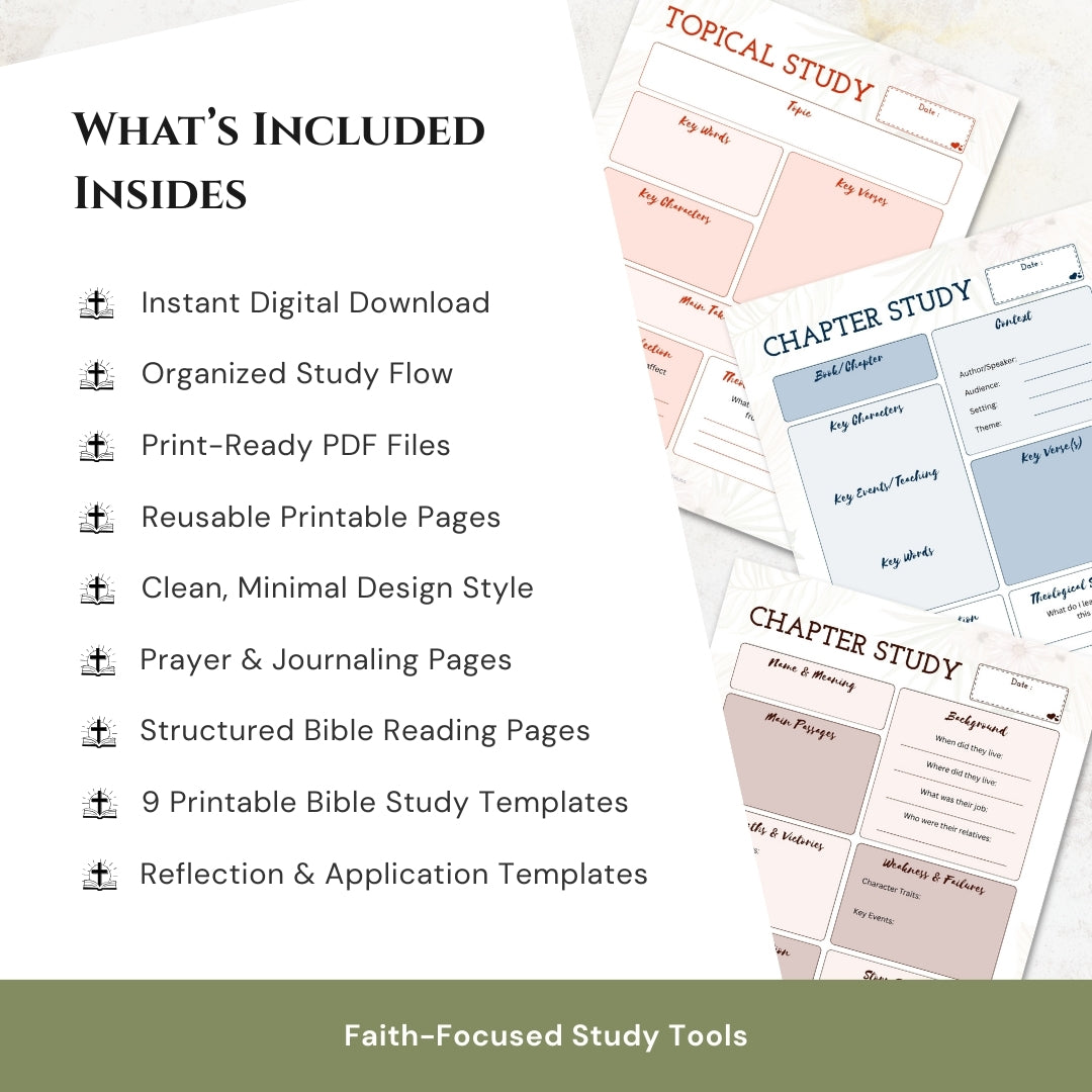 Bible Study Template Bundle – Calm, Guided Scripture Reflection