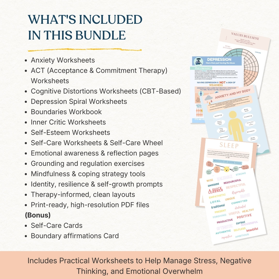 Ultimate Therapy Bundle – Anxiety, Stress & Emotional Healing Toolkit with 8+ Expert Tools