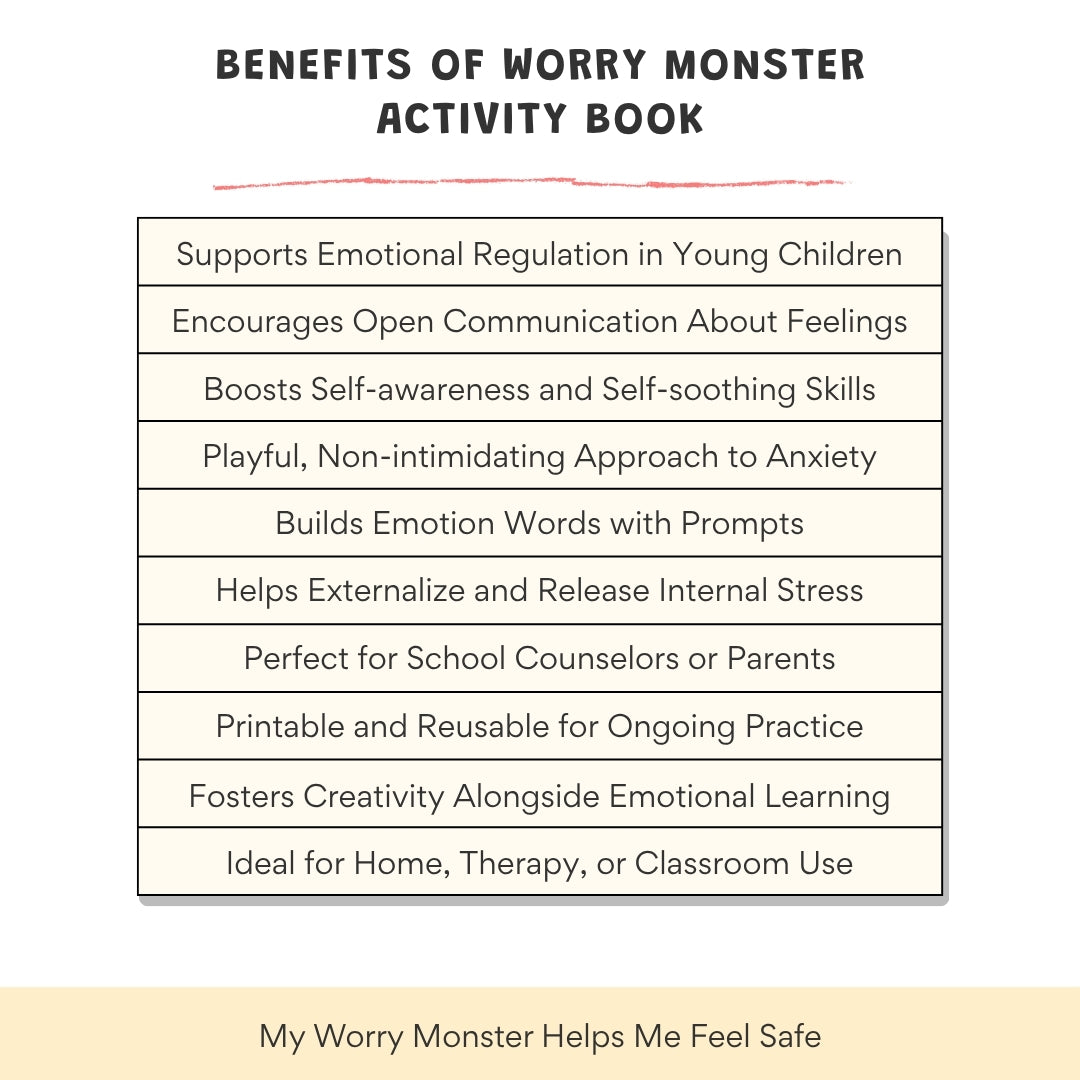 Worry Monster Activity Workbook for Kids – Turn Big Worries Into Small Steps | 30+ Printable Pages to Support Emotional Regulation