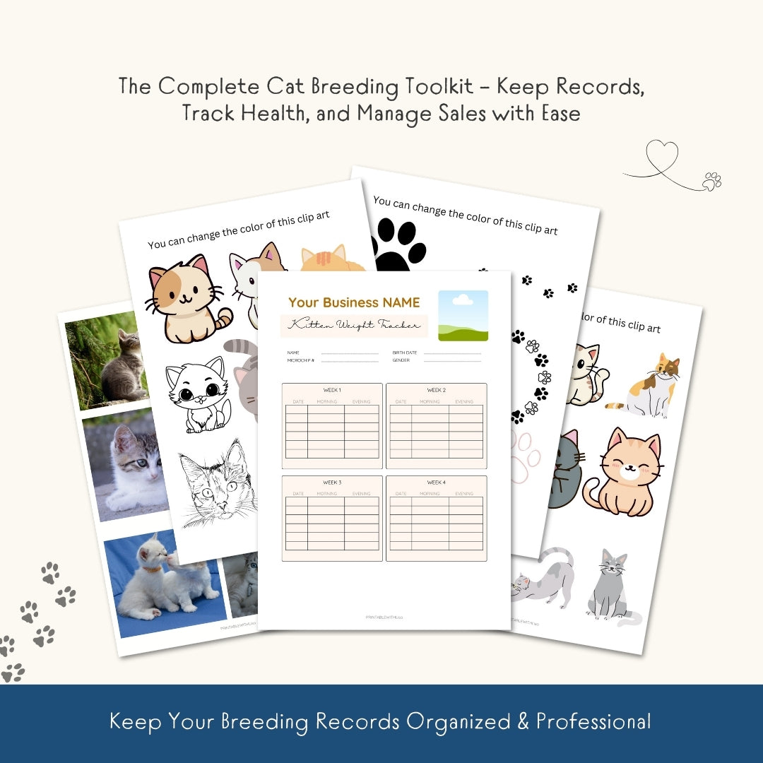 The Ultimate Cat Breeder Digital Kit | 147+ Editable Pages | Sales Contracts, Health Records, Certificates & More