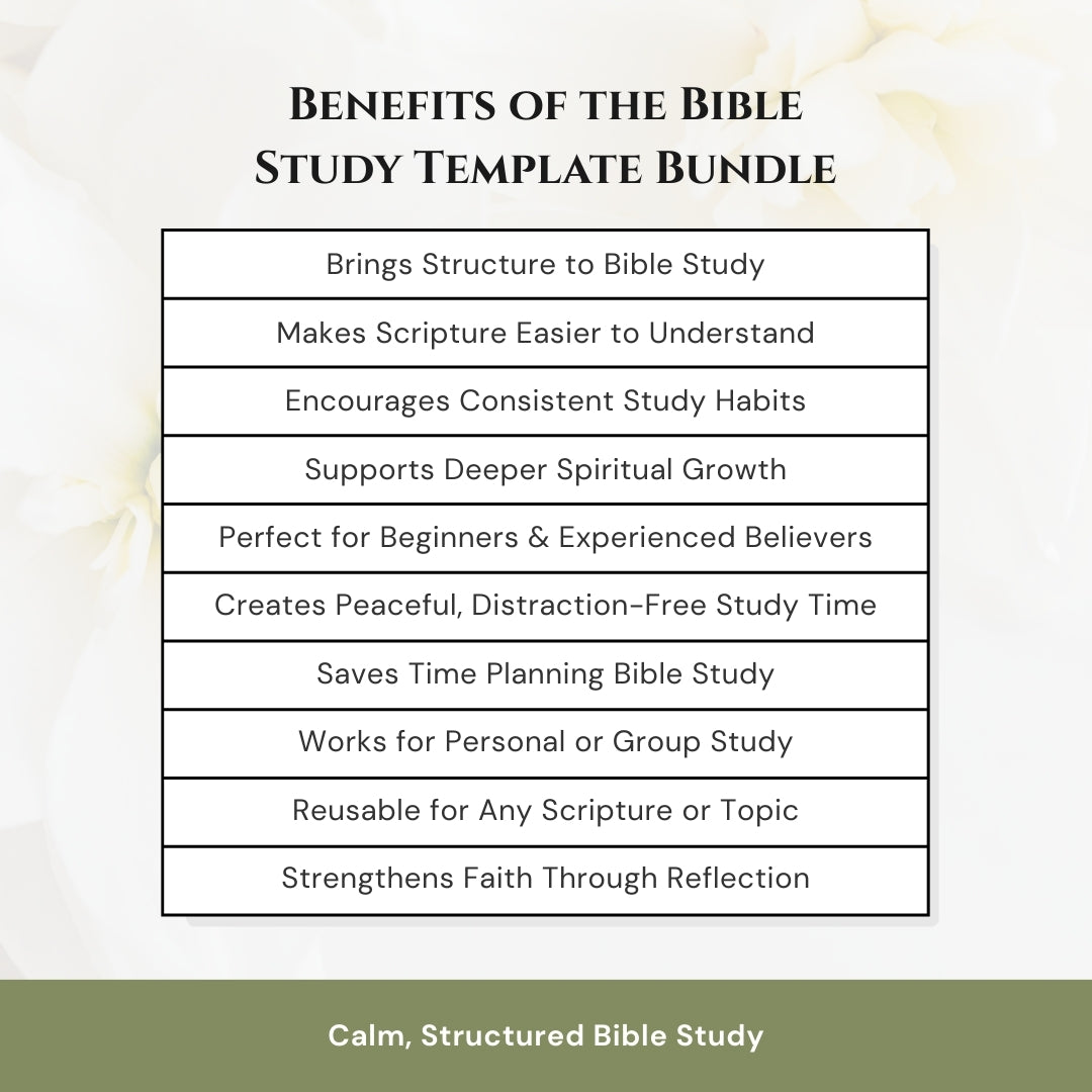 Bible Study Template Bundle – Calm, Guided Scripture Reflection