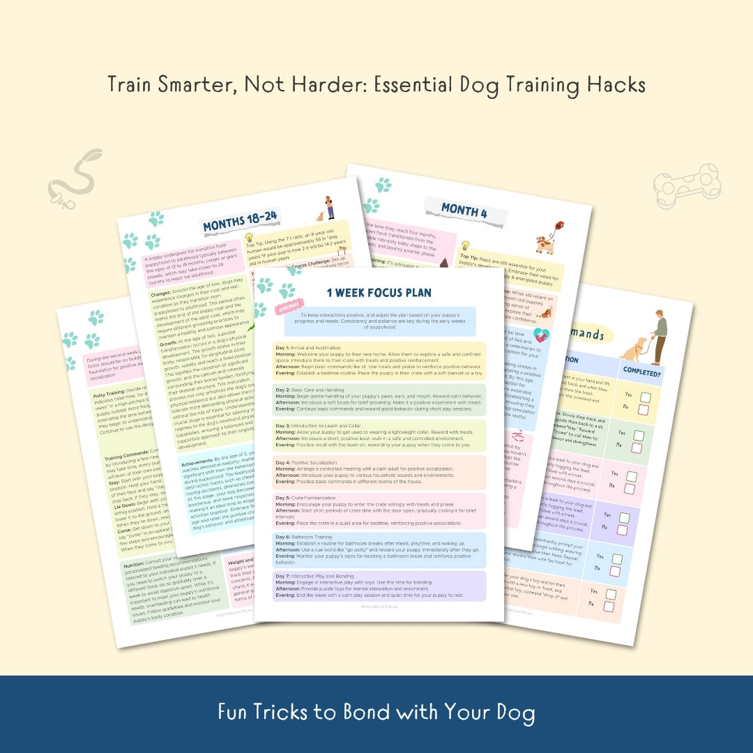 Dog Training Cheat Sheet – Printable Puppy Training Plan & Command Guide