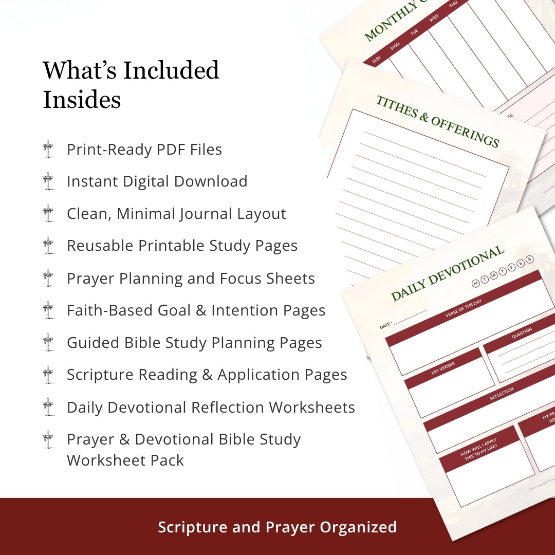 Prayer & Devotional Bible Study Worksheets & Planners