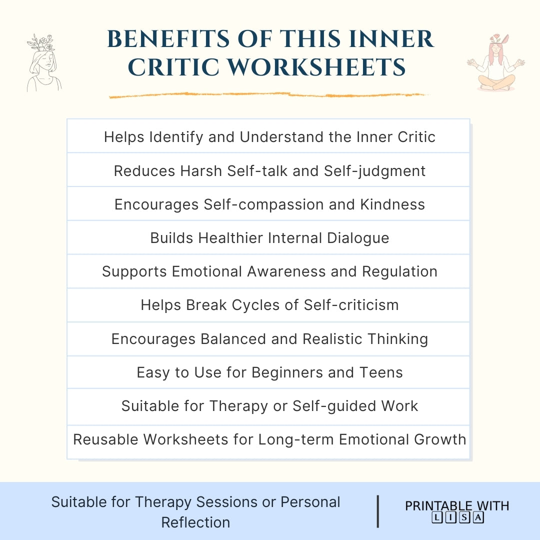 Inner Critic Worksheets – Gentle Self-Talk Reset
