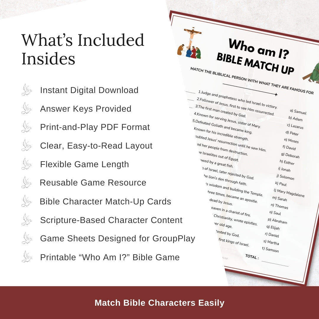 Who Am I? Bible Match-Up Game — Church Icebreaker for Groups