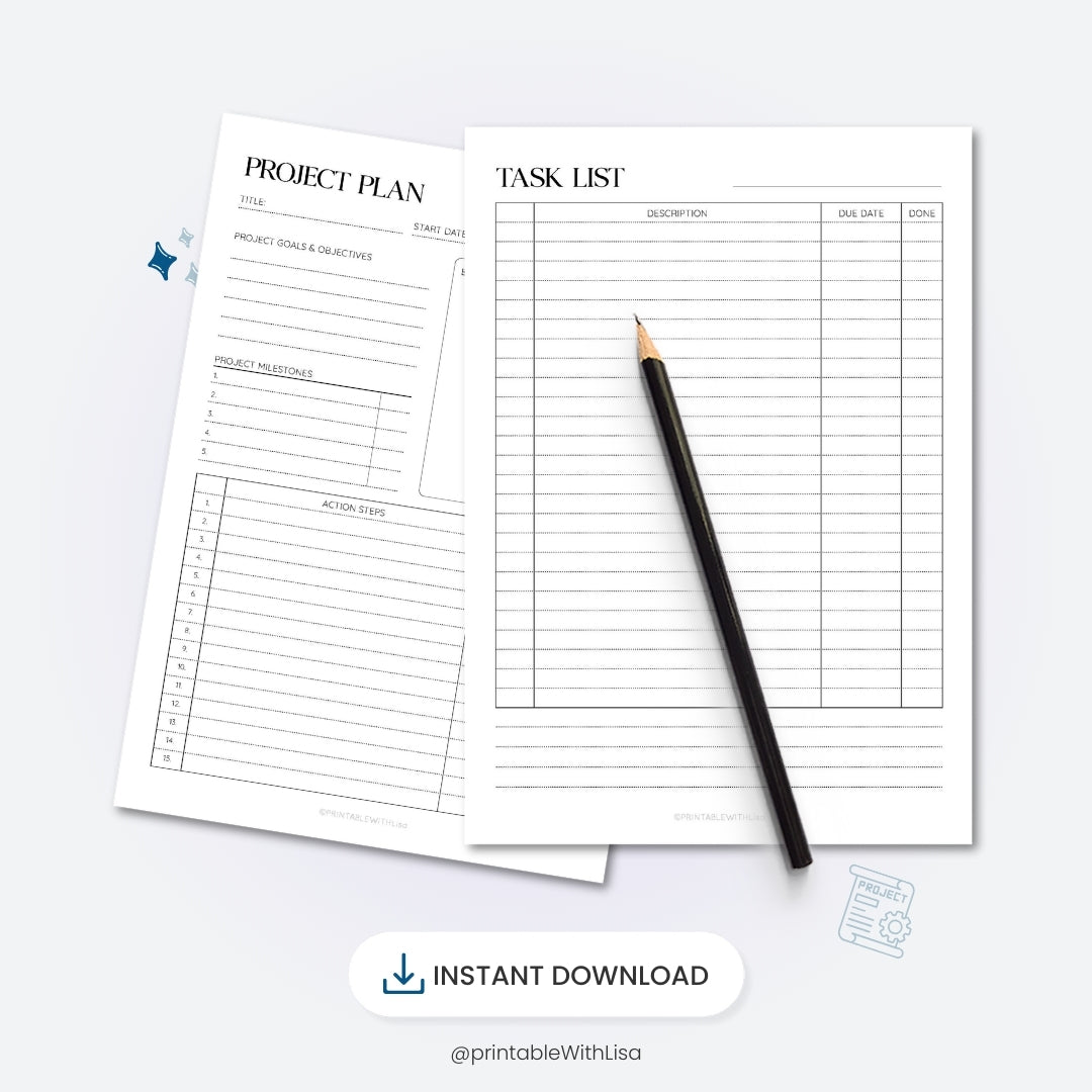 Project Planner Printable, Productivity Planner