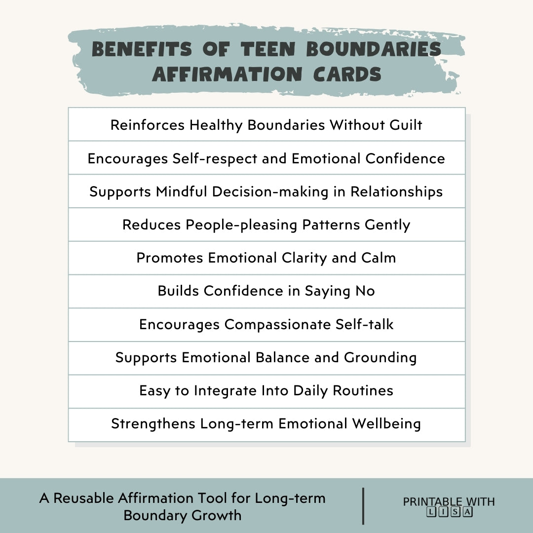 Teen Boundaries Affirmation Cards — Confidence & Self-Trust