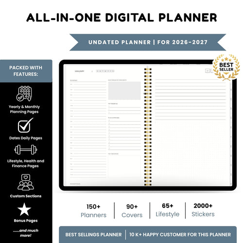 MODERN - NEUTRAL MINIMAL DIGITAL PLANNER - Digital Planner, Goodnotes Planner, iPad Planner, Notability Planner, Dated Digital Planner, 2023 2024 Undated Planner