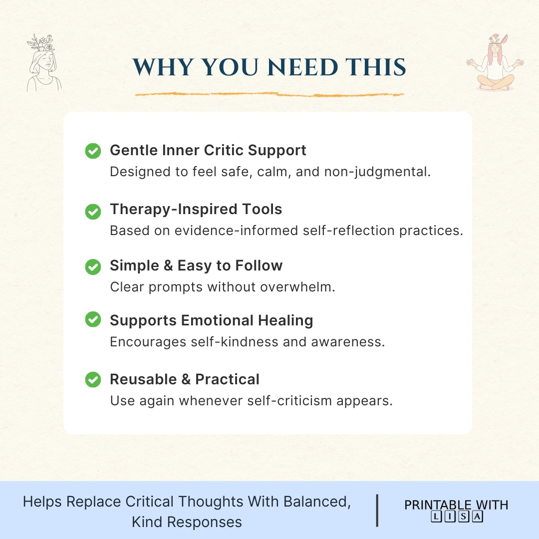Inner Critic Worksheets – Gentle Self-Talk Reset