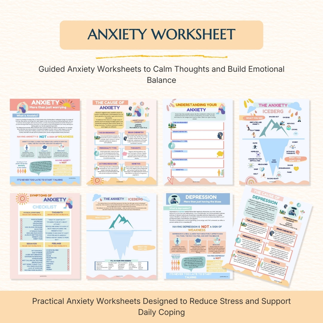 Mental Health / Anxiety Bundle 90% off bundle, DBT Flash Card, DBT Cheat Sheet, DBT Worksheet, Mental Health Journal, Self-Care Planner, Anxiety Journal
