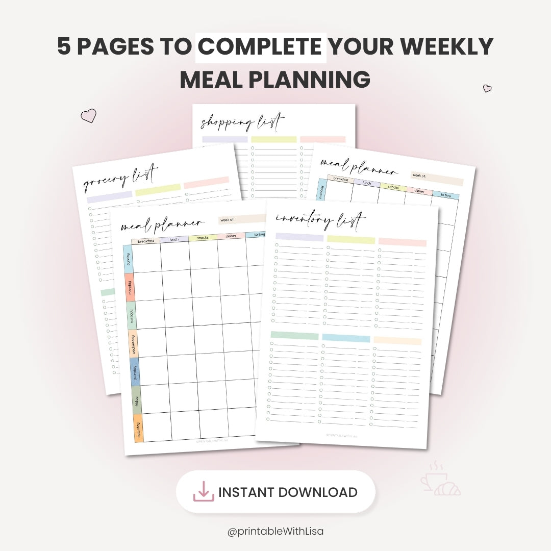 Meal Planner Printable, Meal Tracker, Food Journal