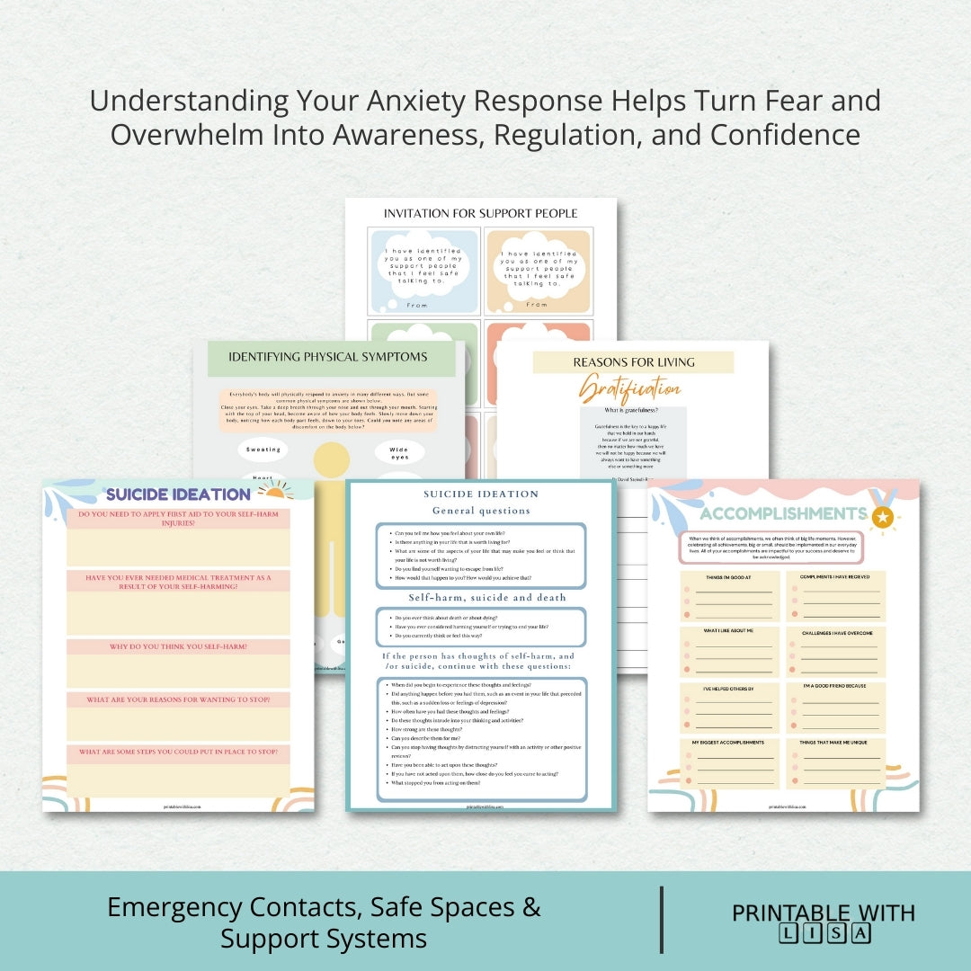 Safety Plan & Crisis Support Workbook (Feel Safe, Calm & In Control)