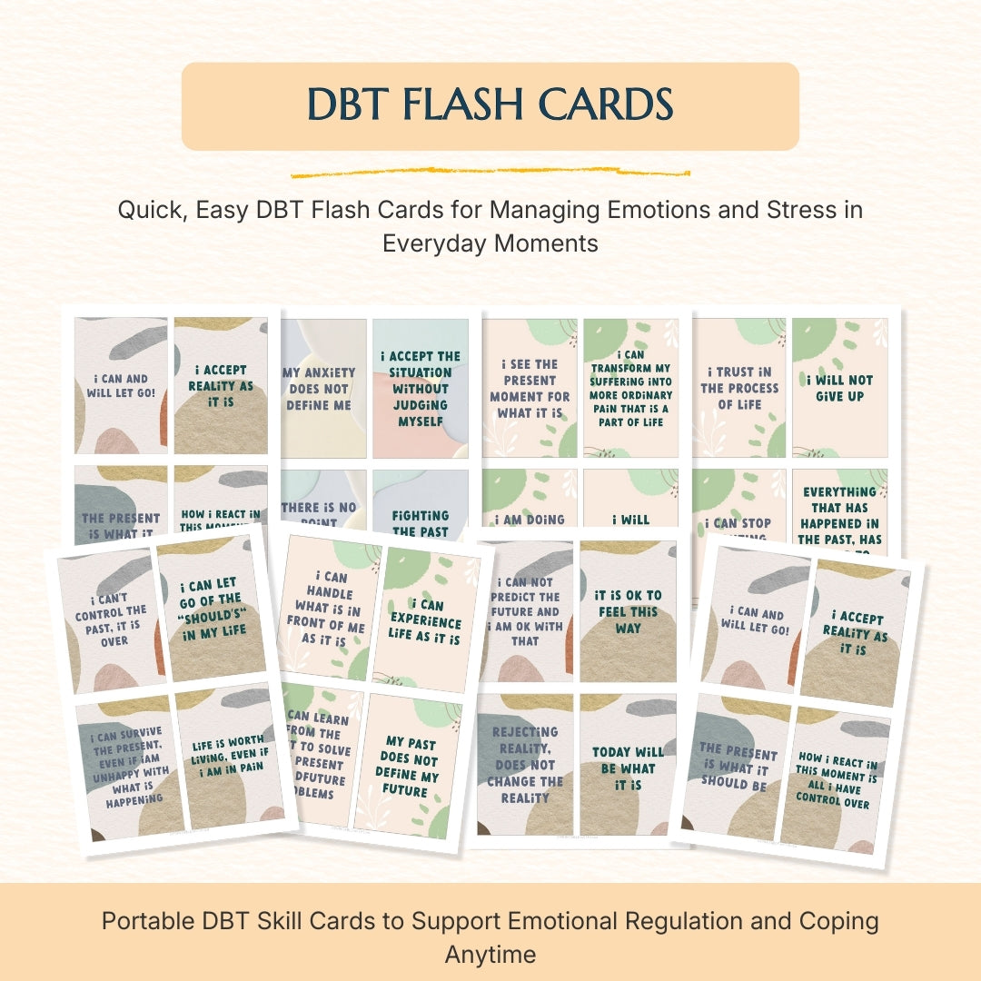Mental Health / Anxiety Bundle 90% off bundle, DBT Flash Card, DBT Cheat Sheet, DBT Worksheet, Mental Health Journal, Self-Care Planner, Anxiety Journal