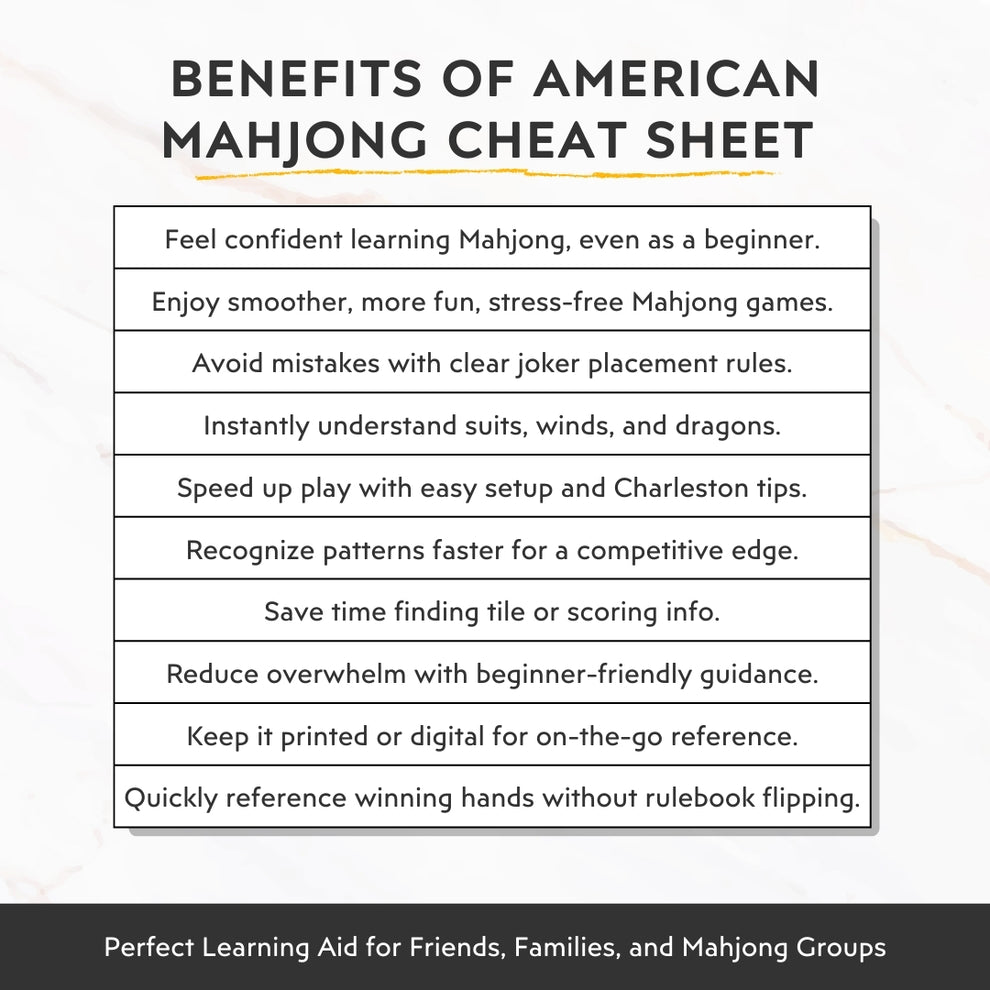 American Mahjong Beginners Guide & Cheat Sheet Learn Rules Fast