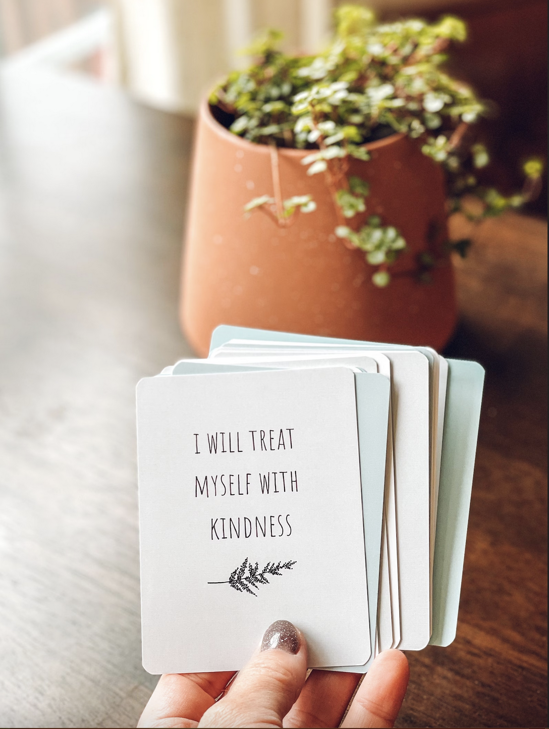 Mental Health Affirmation Cards Set. Mindfulness gift for practicing meditations for stress relief, depression and anxiety relief.