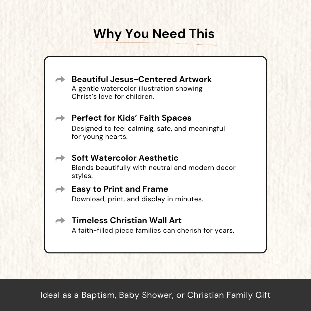 Jesus with Children Art – Gentle Christian Wall Artwork for Families