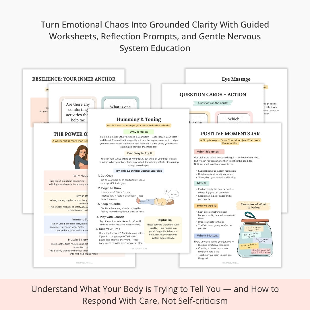 Nervous System Regulation Workbook, Somatic Exercise Polyvagal Theory Ladder Vagus Vagal Nerve Therapy Techniques Worksheets Co-regulation