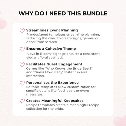 Blossom & Love Bridal Shower Collection – Elegant Templates & Fun Games for a Perfect Celebration