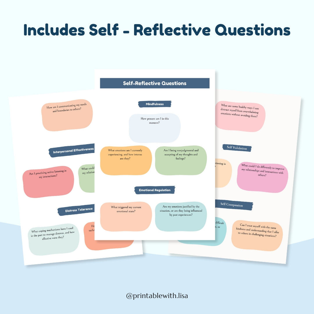 Neurodivergent Friendly DBT Skills, DBT Worksheets, DBT, Emotional Regulation, Neurodivergent, Autism, bpd, therapy worksheets, borderline